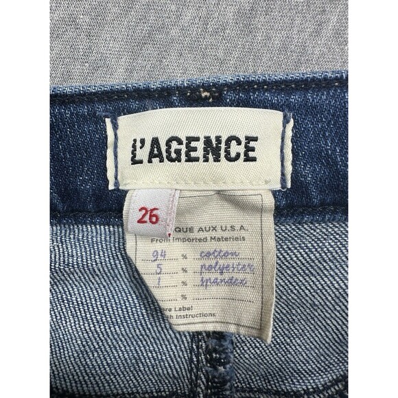 L'Agence Harris High-Rise Cropped Jeans in‎ Talledega Fringes Raw Hem Size 26 - Picture 2 of 9